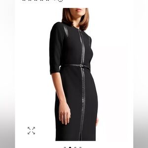 Halleid Faux Leather Trim Pencil Dress